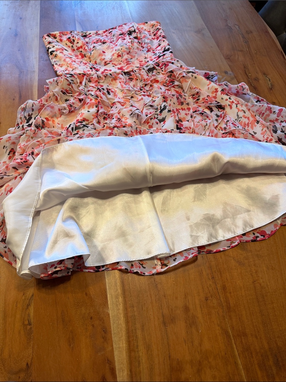 White House Black Market Coquette Strapless Ruffle Floral Mini Dress (EUC) - Picture 5 of 9